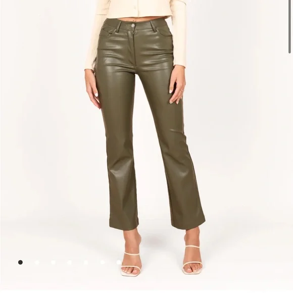 Green Faux Leather Pants - Picture 2 of 6